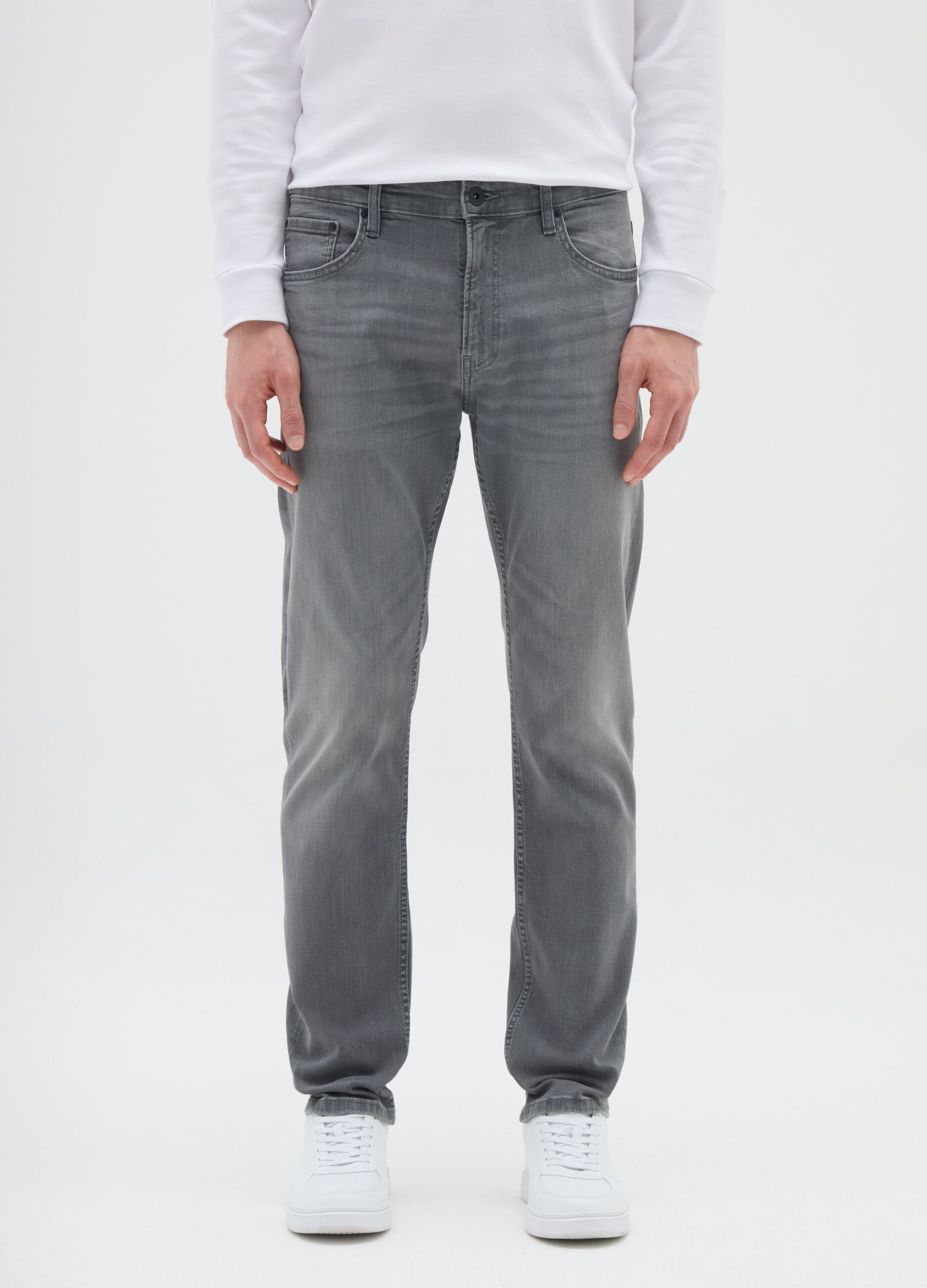 Grey denim regular fit jeans