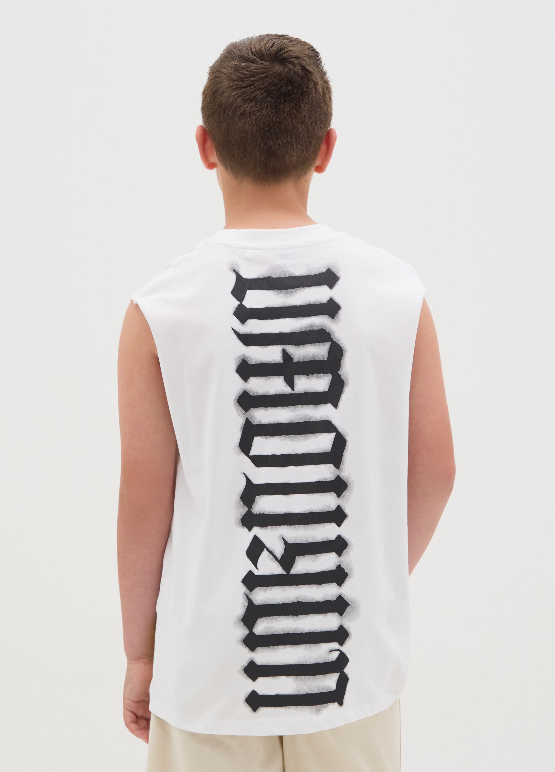 Pure cotton white regular fit children's T-shirt