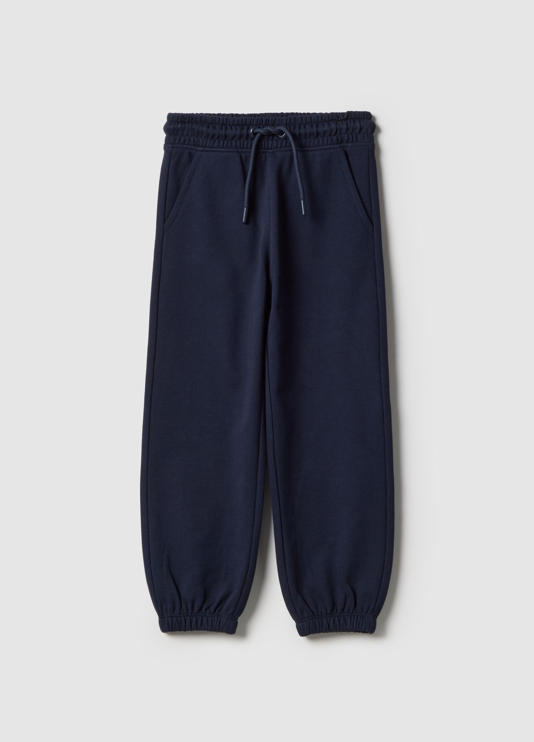Blue jogger trousers for girls in pure cotton regular fit