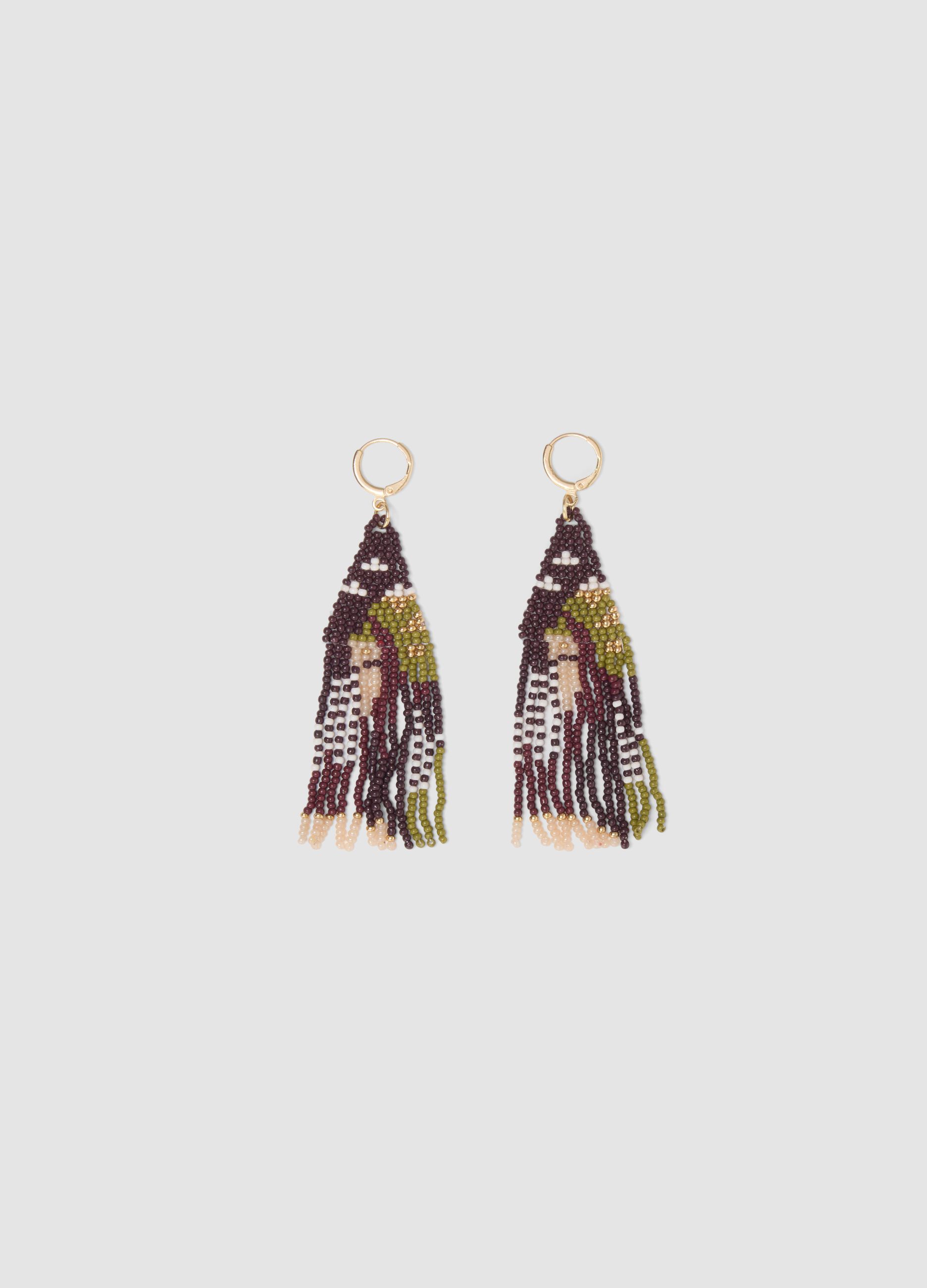 Dangling Glass Bead Earrings in Multicolour