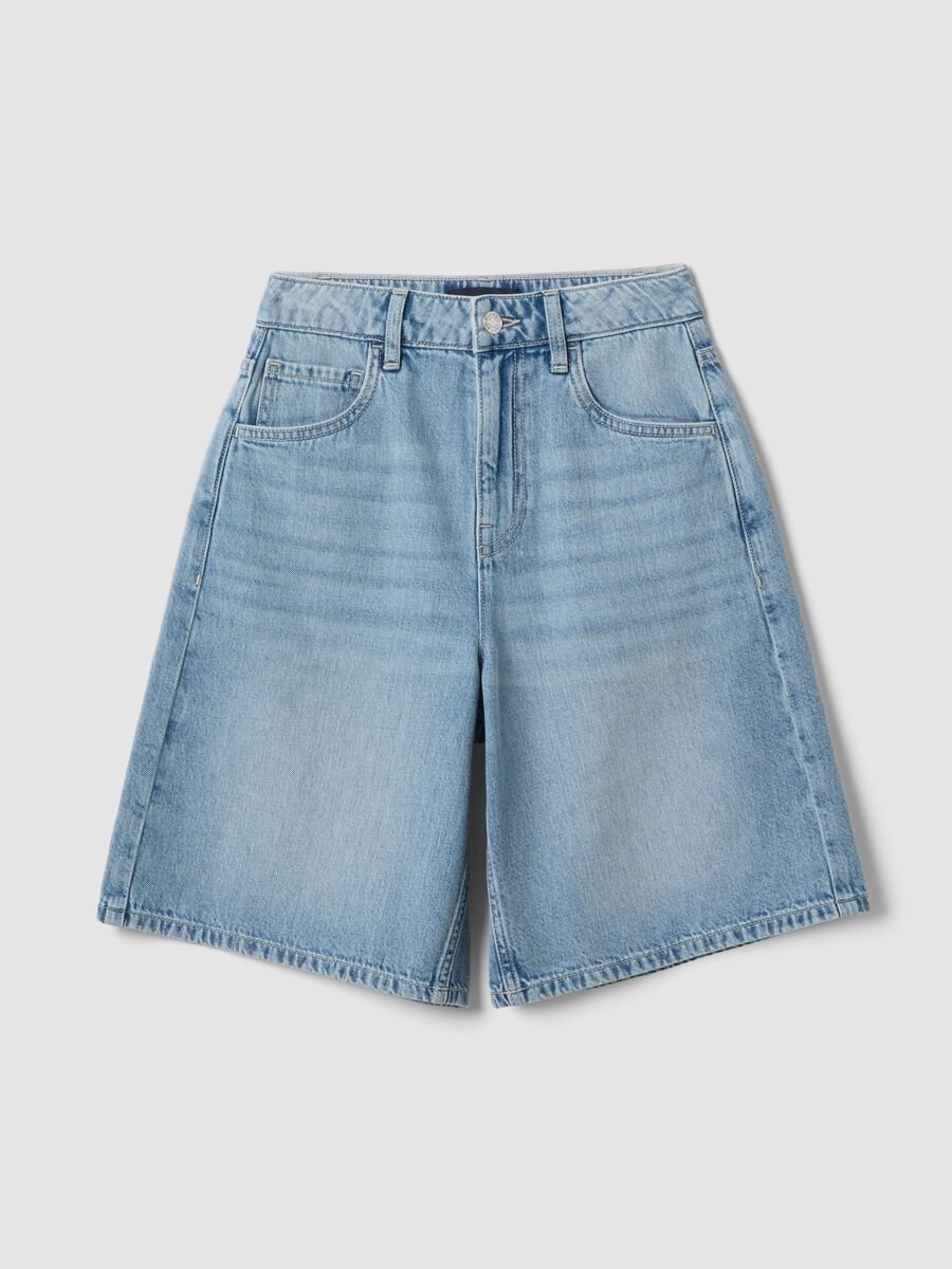 Light blue pure cotton denim shorts_4