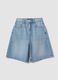 Shorts azzurri in denim in puro cotone wide leg_4