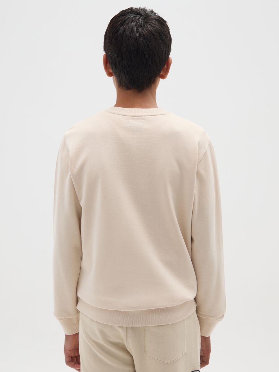 Felpa da ragazzo in puro cotone beige regular fit_1