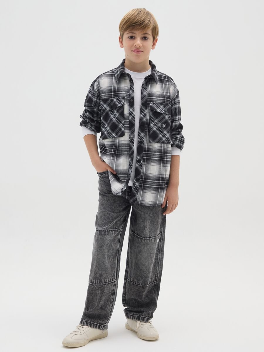 Jeans skater da ragazzo in puro cotone grigi_0