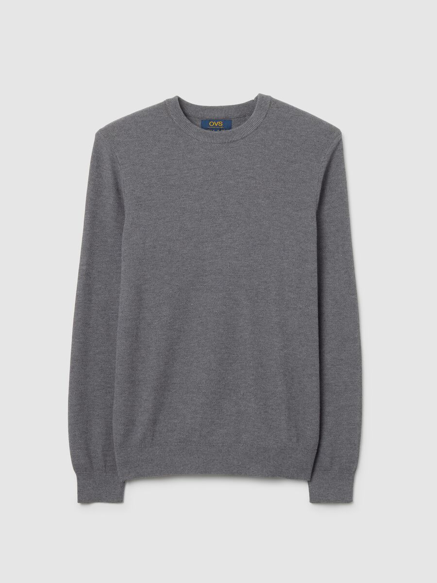 Regular Fit Grey Cotton Blend Jumper_4
