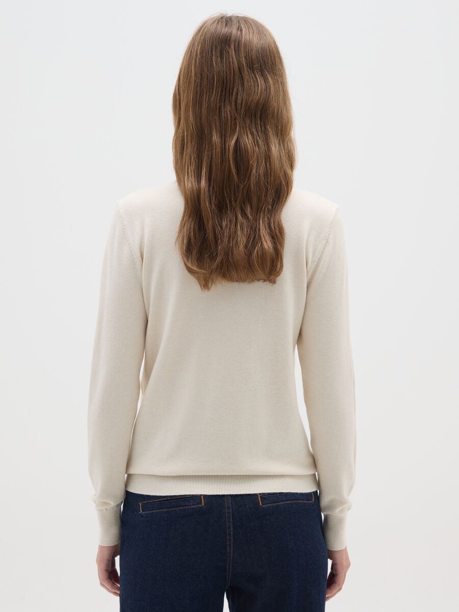 Beige High Neck Regular Fit Jumper_2