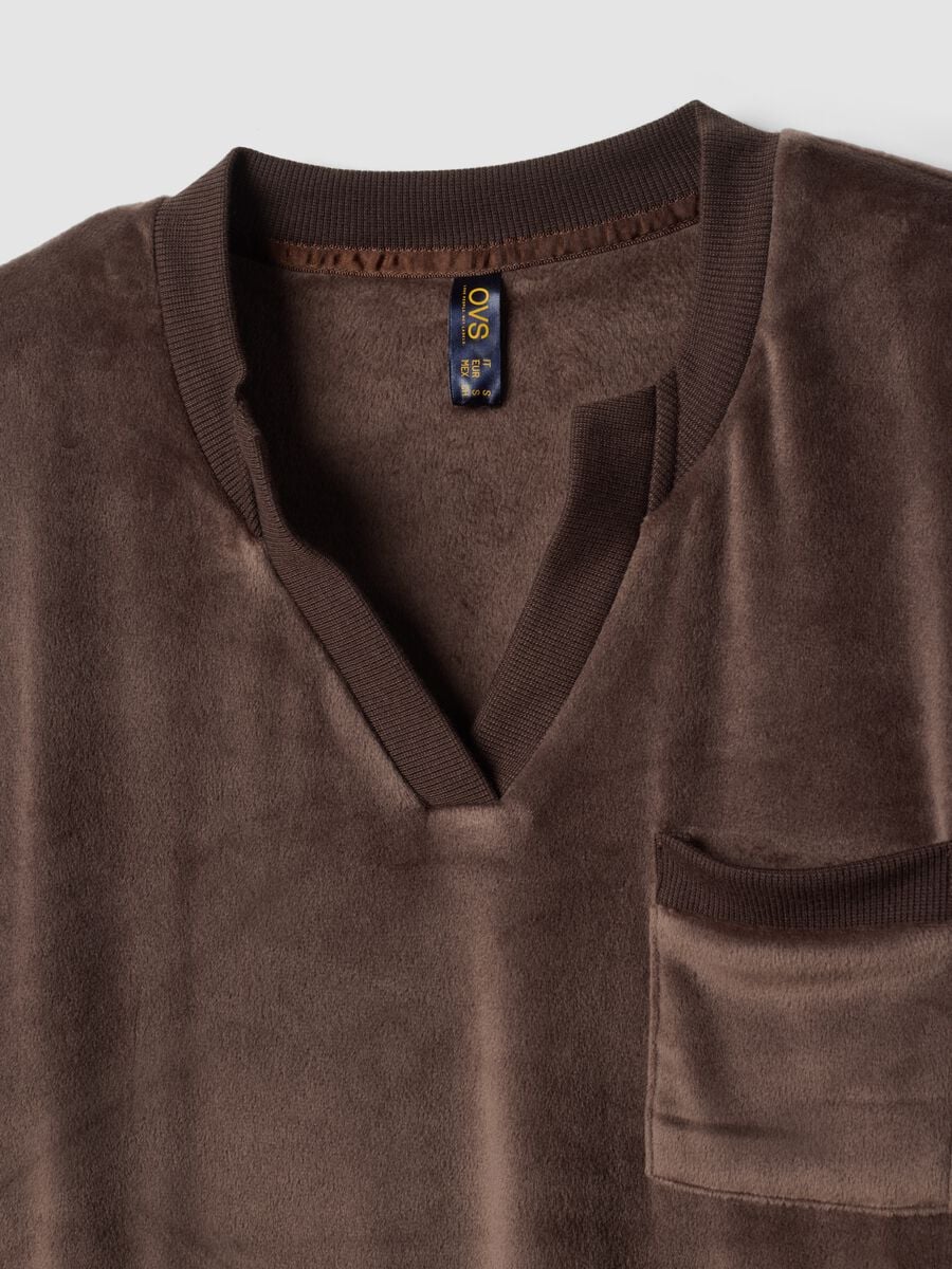 Brown stretch V-neck pyjama top_2