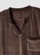 Brown stretch V-neck pyjama top_2
