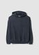 Hoodie grigia in misto cotone con strass relaxed fit_0