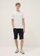 Black denim cotton blend slim fit shorts_0