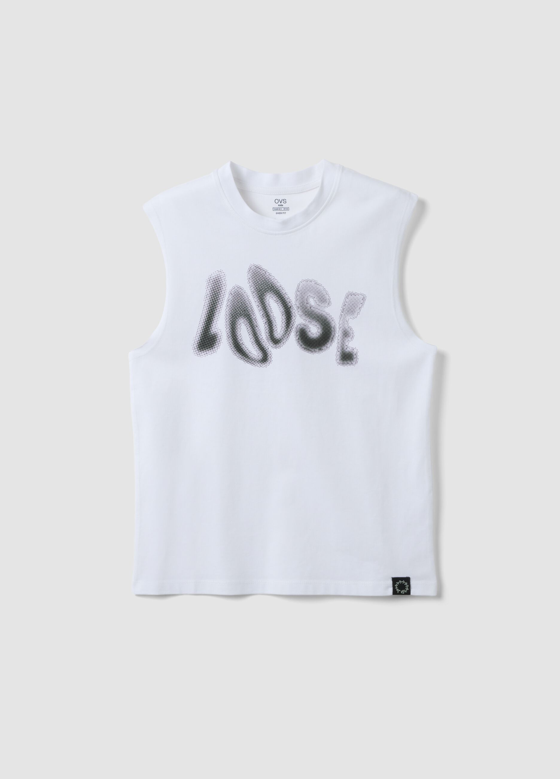 White pure cotton oversized-fit vest for boys