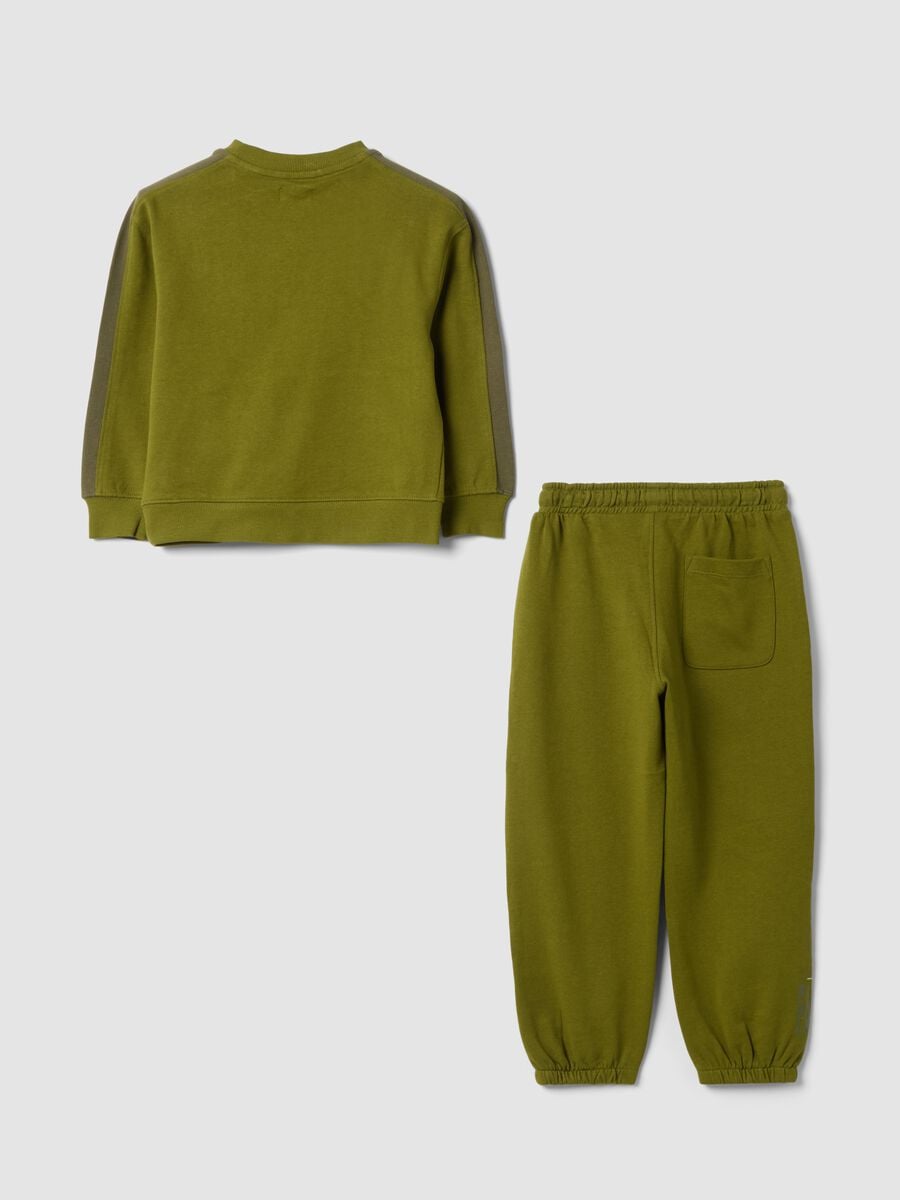 Green 100% cotton tracksuit with crew-neck sweatshirt_1