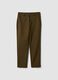 Green slim-fit stretch cotton trousers_4