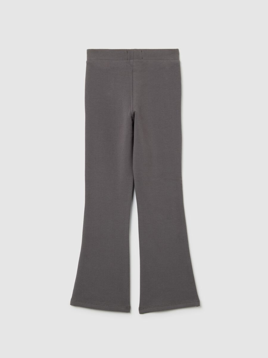 Girls' grey cotton stretch flare leggings_1