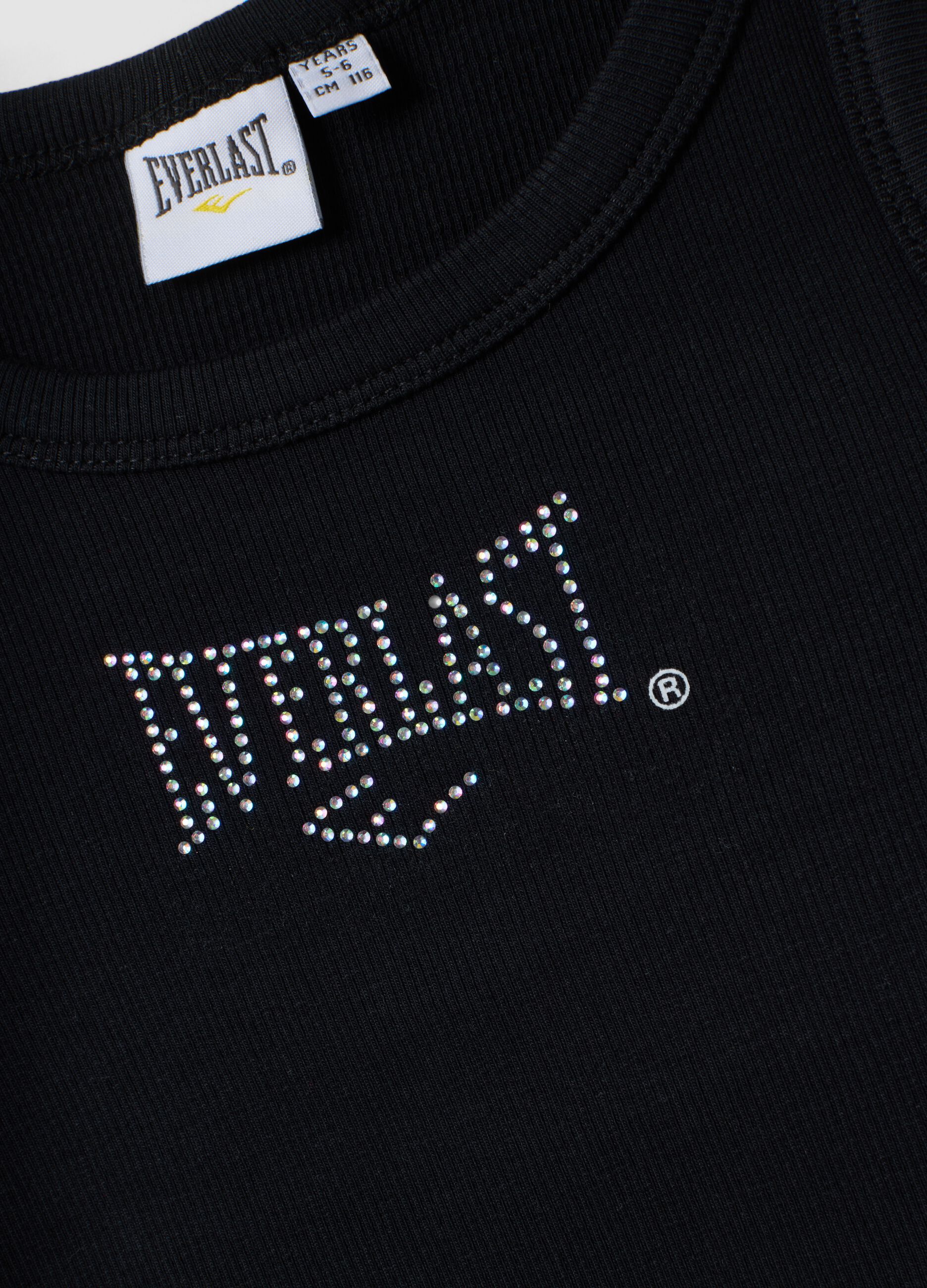 Black stretch cotton tank top