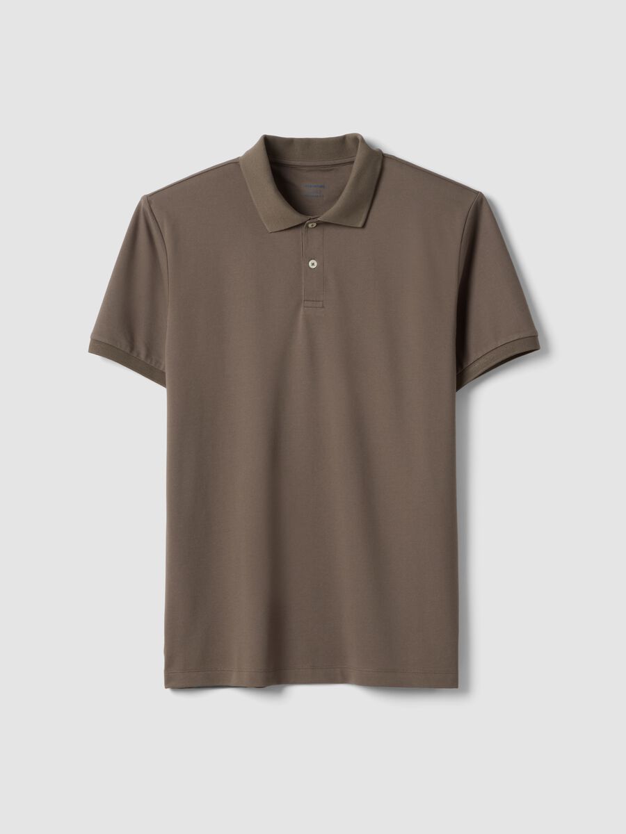 Brown stretch cotton blend polo shirt regular fit_4