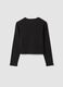 Girls&rsquo; black organic cotton crop T-shirt with ribbed neck_2