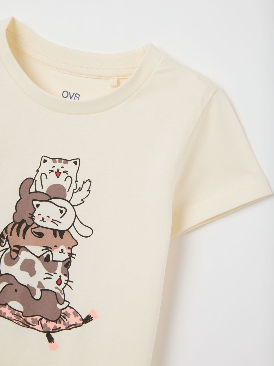 Girls' pure cotton beige regular fit t-shirt_2