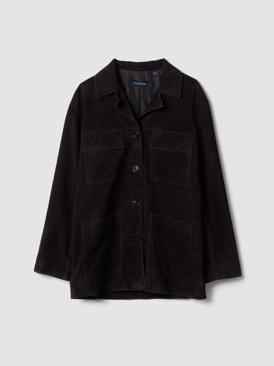 Giacca nera in vera pelle regular fit_0