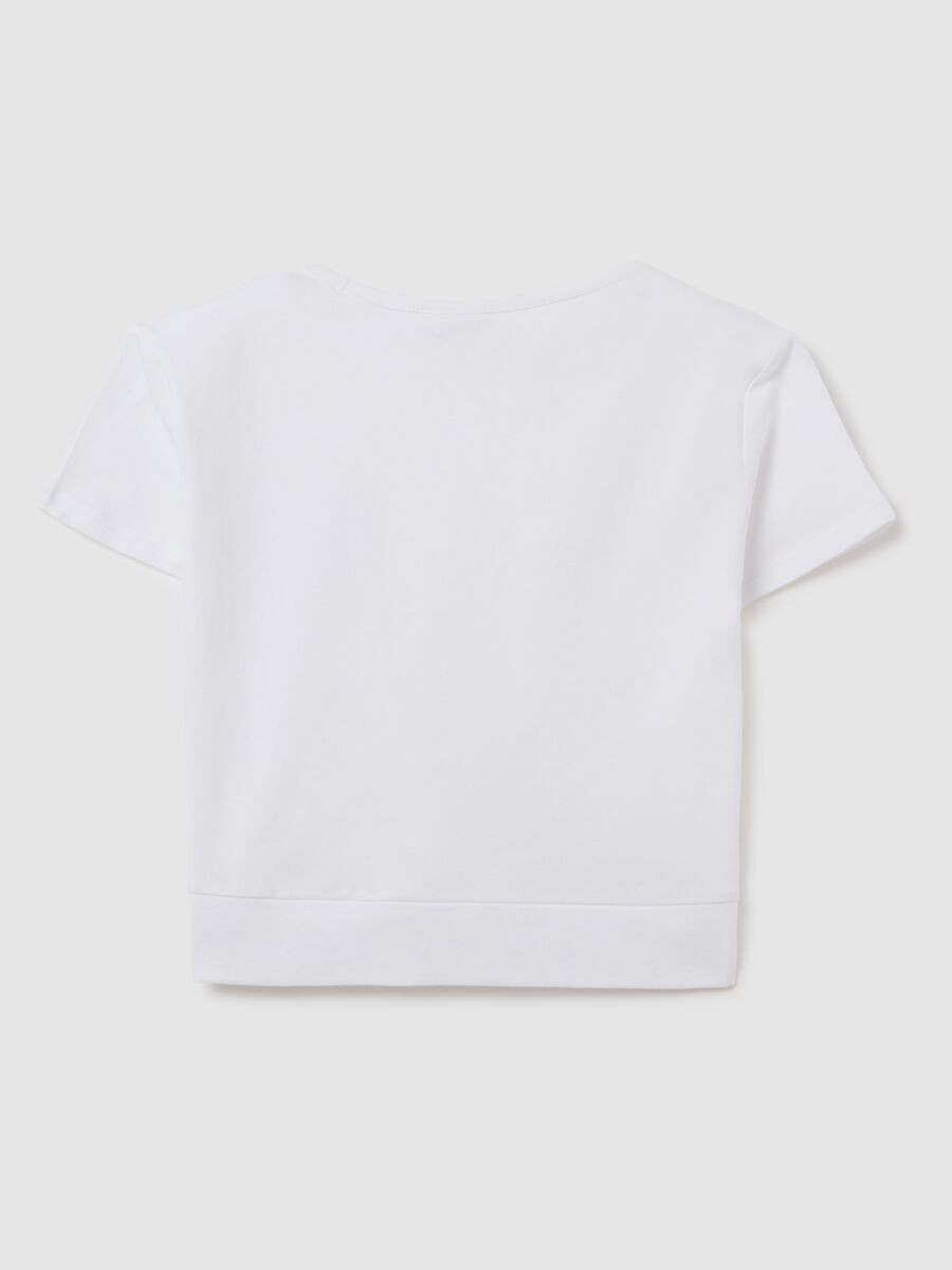 Girls’ slim-fit T-shirt in white stretch cotton_1