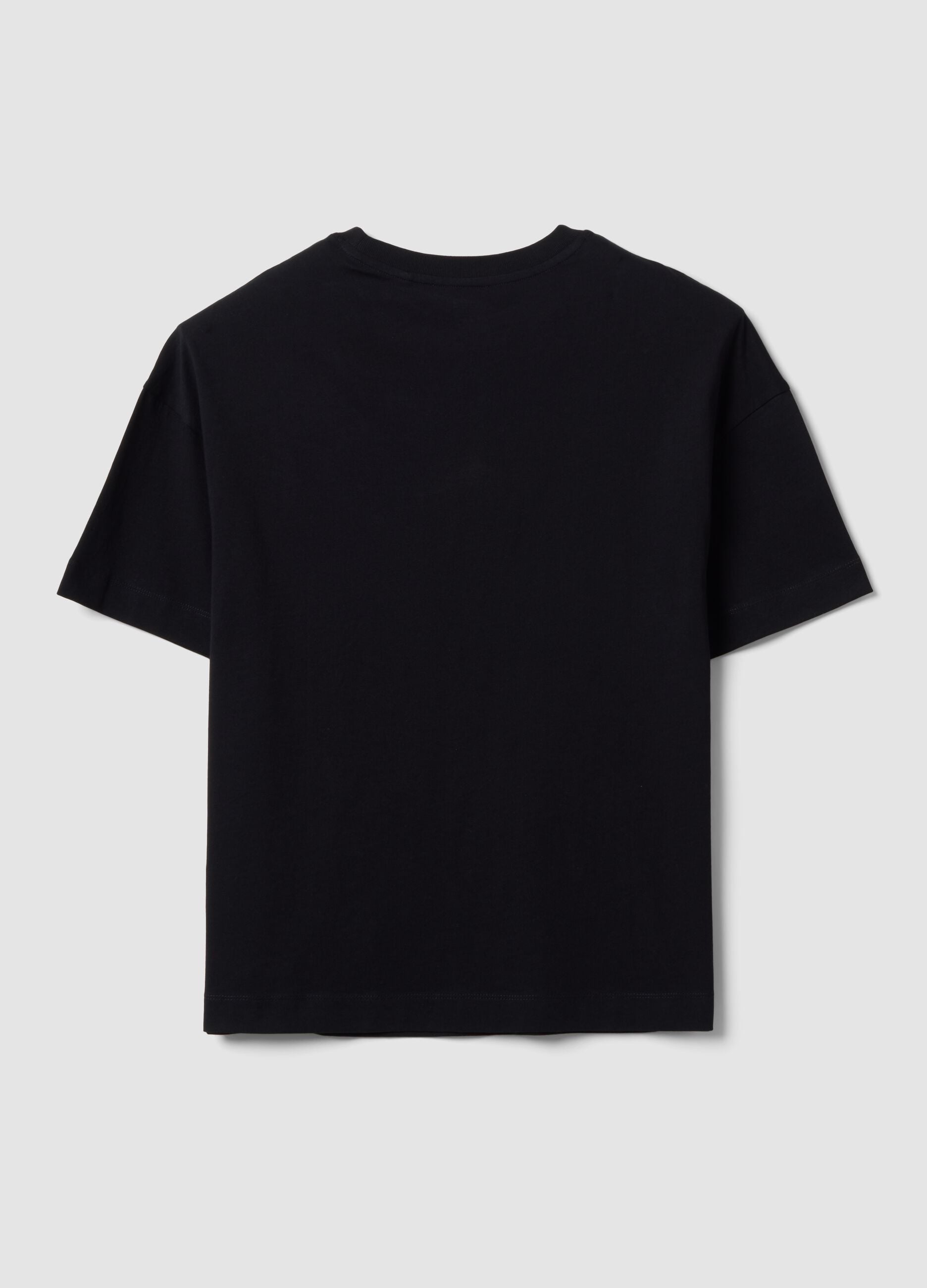 Black oversized pure cotton short-sleeve T-shirt