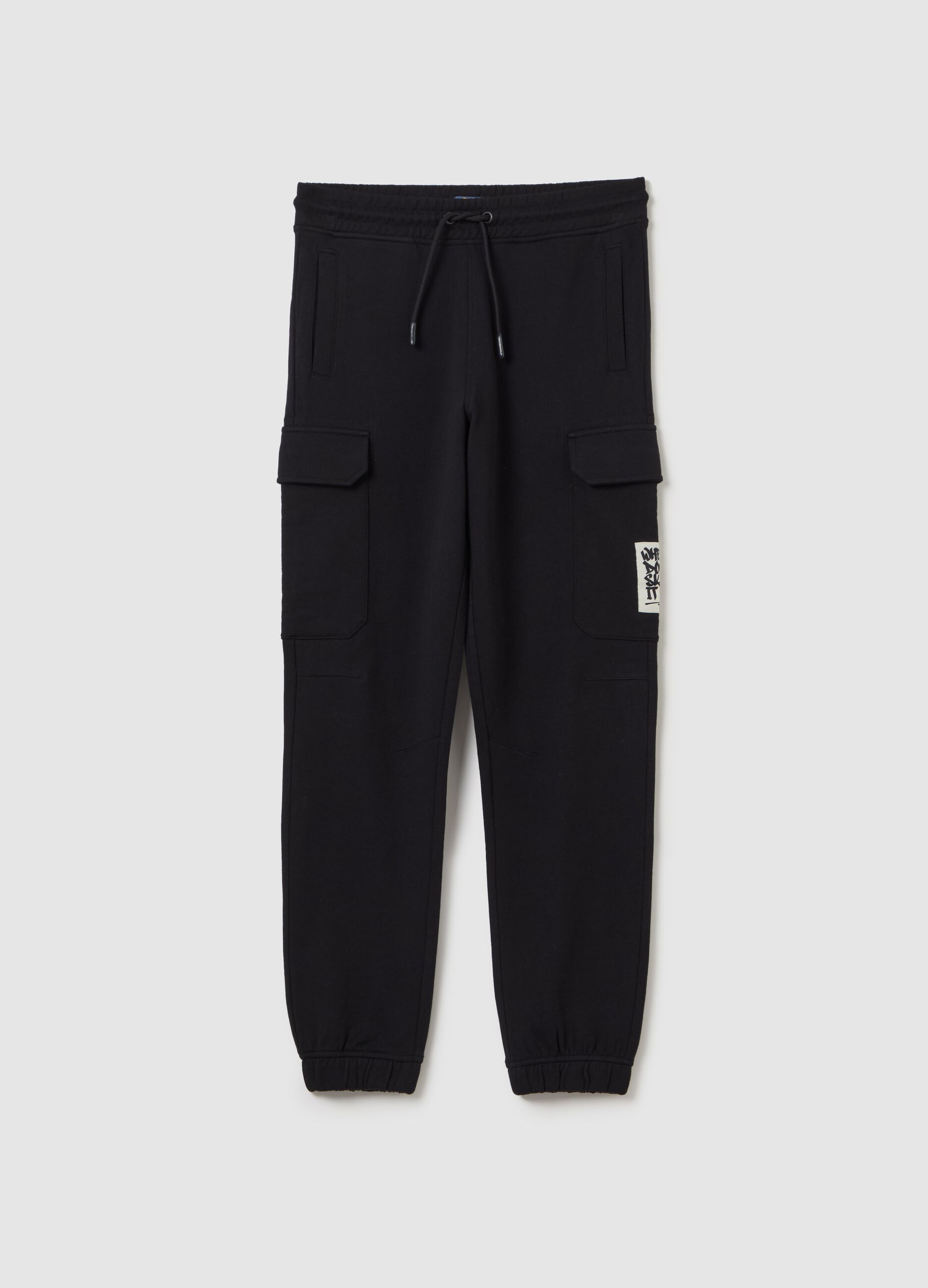 Cargo joggers in cotton with drawstring