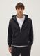 Black regular fit cotton-blend hoodie with zip_1