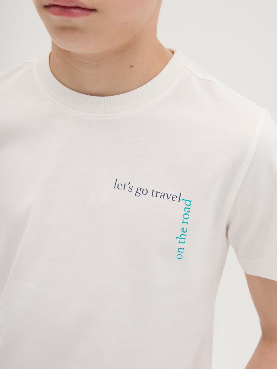 T-shirt da ragazzo in puro cotone bianca con girocollo_1