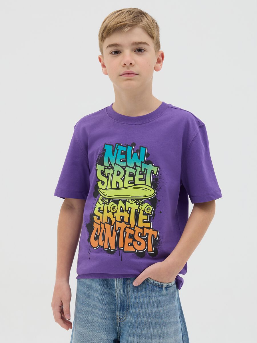 T-shirt in cotone con stampa "New Street Skate Contest"_0