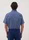Blue checked short-sleeve shirt_1