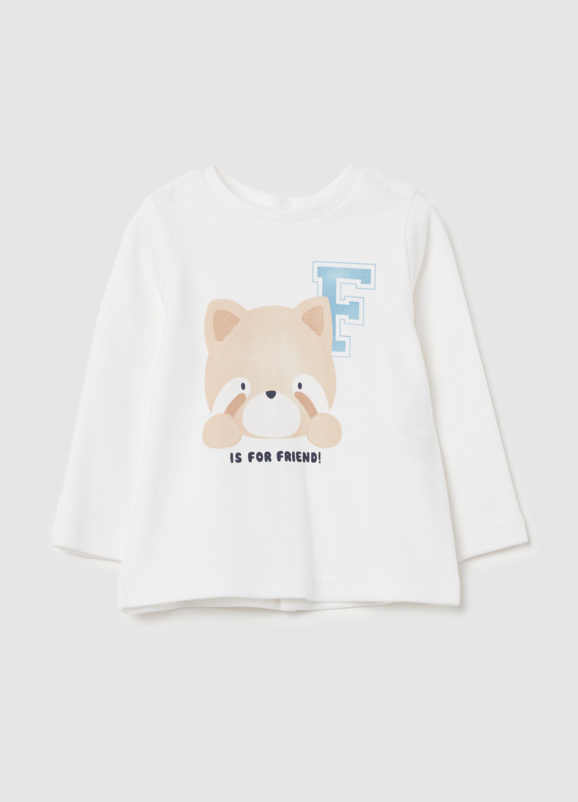 Organic cotton T-shirt with "F is for friend!" print