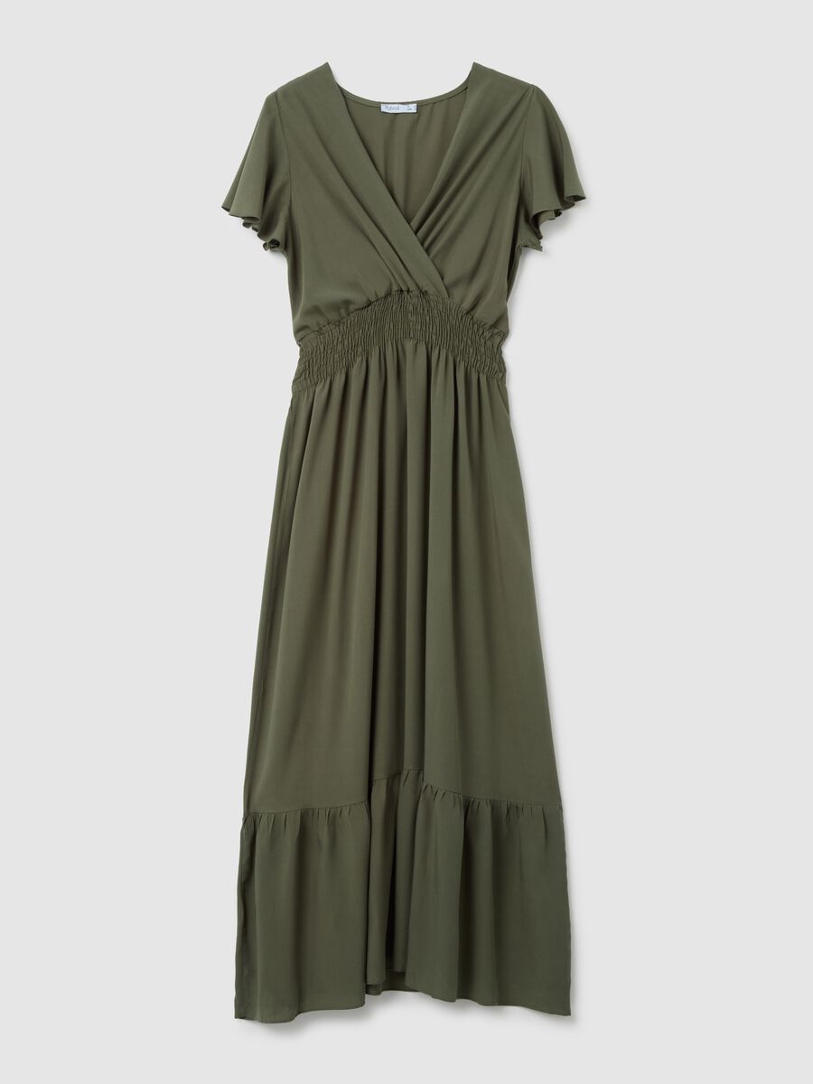 Abito lungo da donna in puro viscosa verde regular fit_0