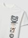 White oversized pure cotton T-shirt with graphic print for boys_3