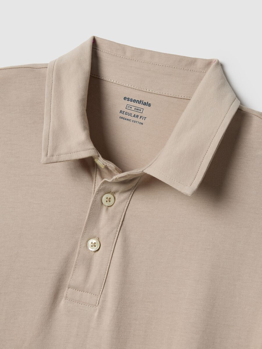 Beige long-sleeve pure cotton polo regular fit_5