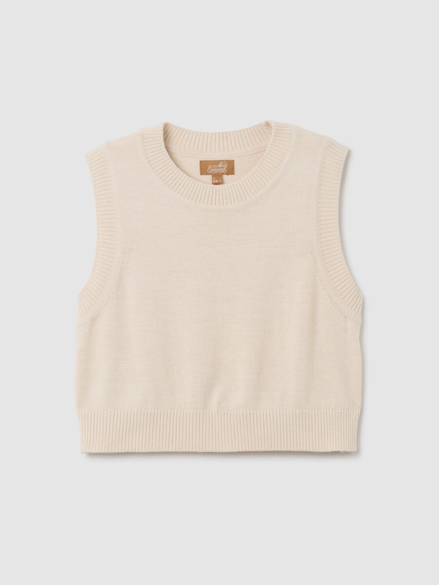 Beige wool and merino blend maternity vest_4