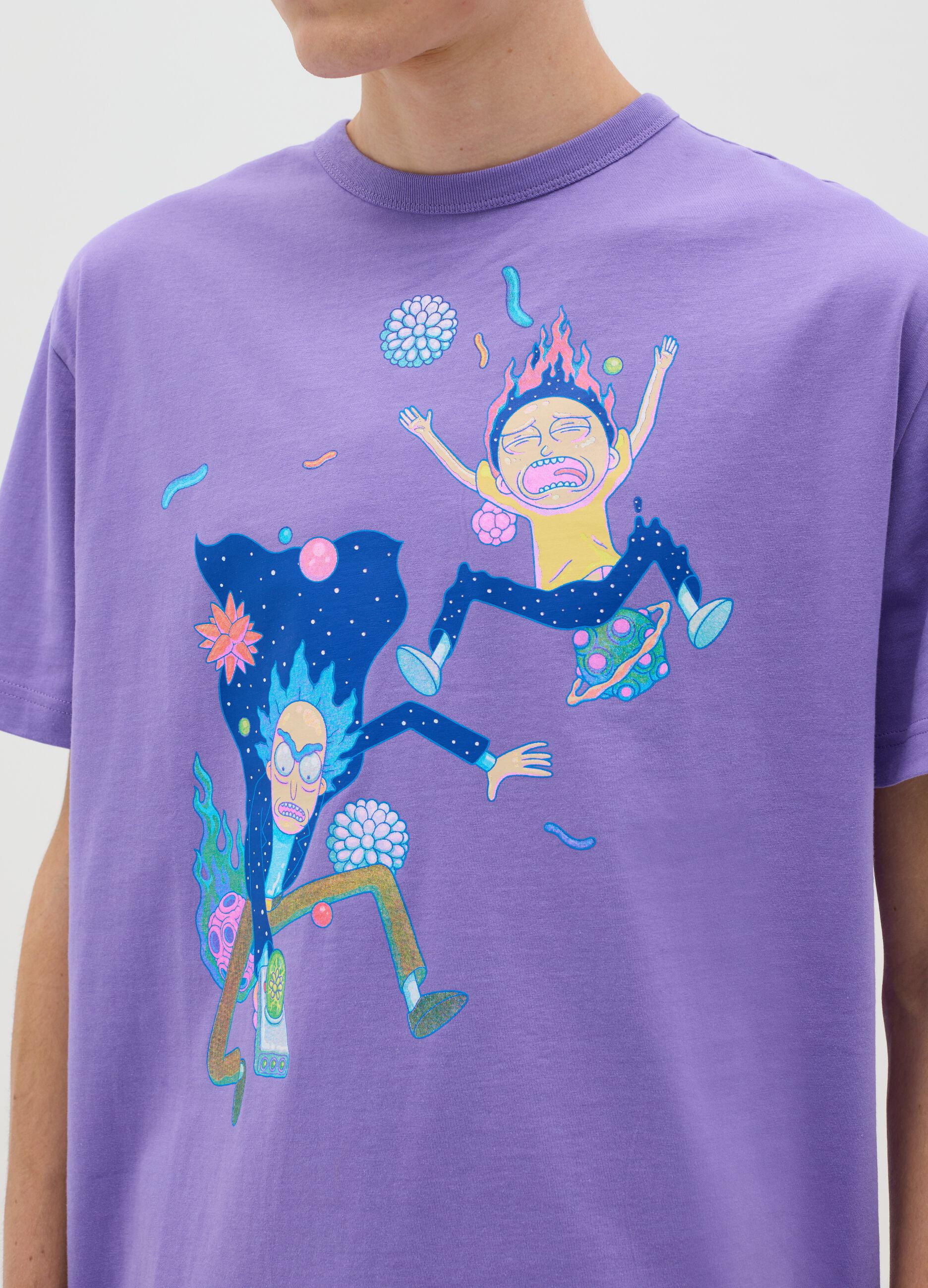Purple T-shirt with Rick and Morty print