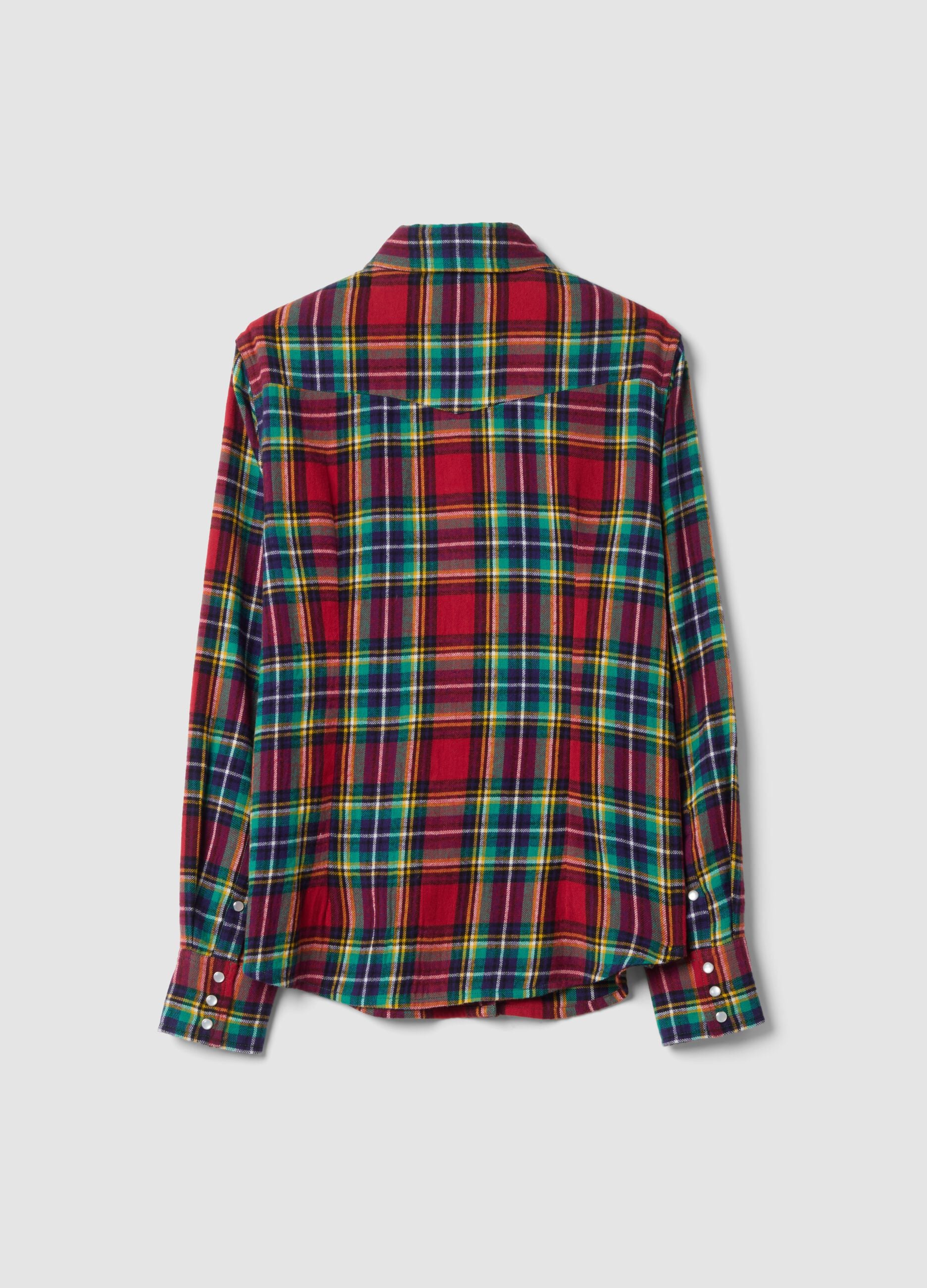 Camicia flanella check tartan in puro cotone regular fit