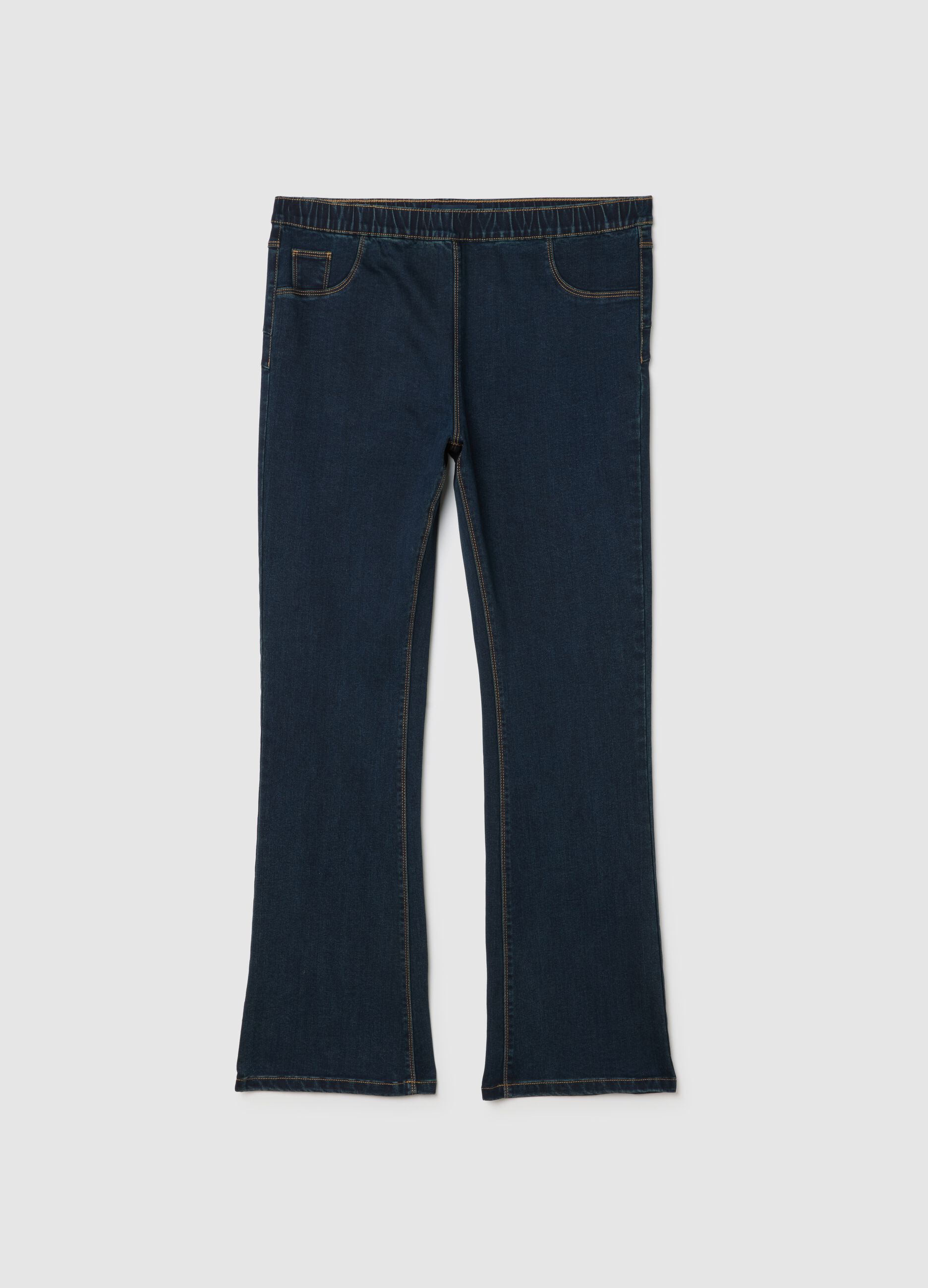 Blue stretch denim bootcut jeans