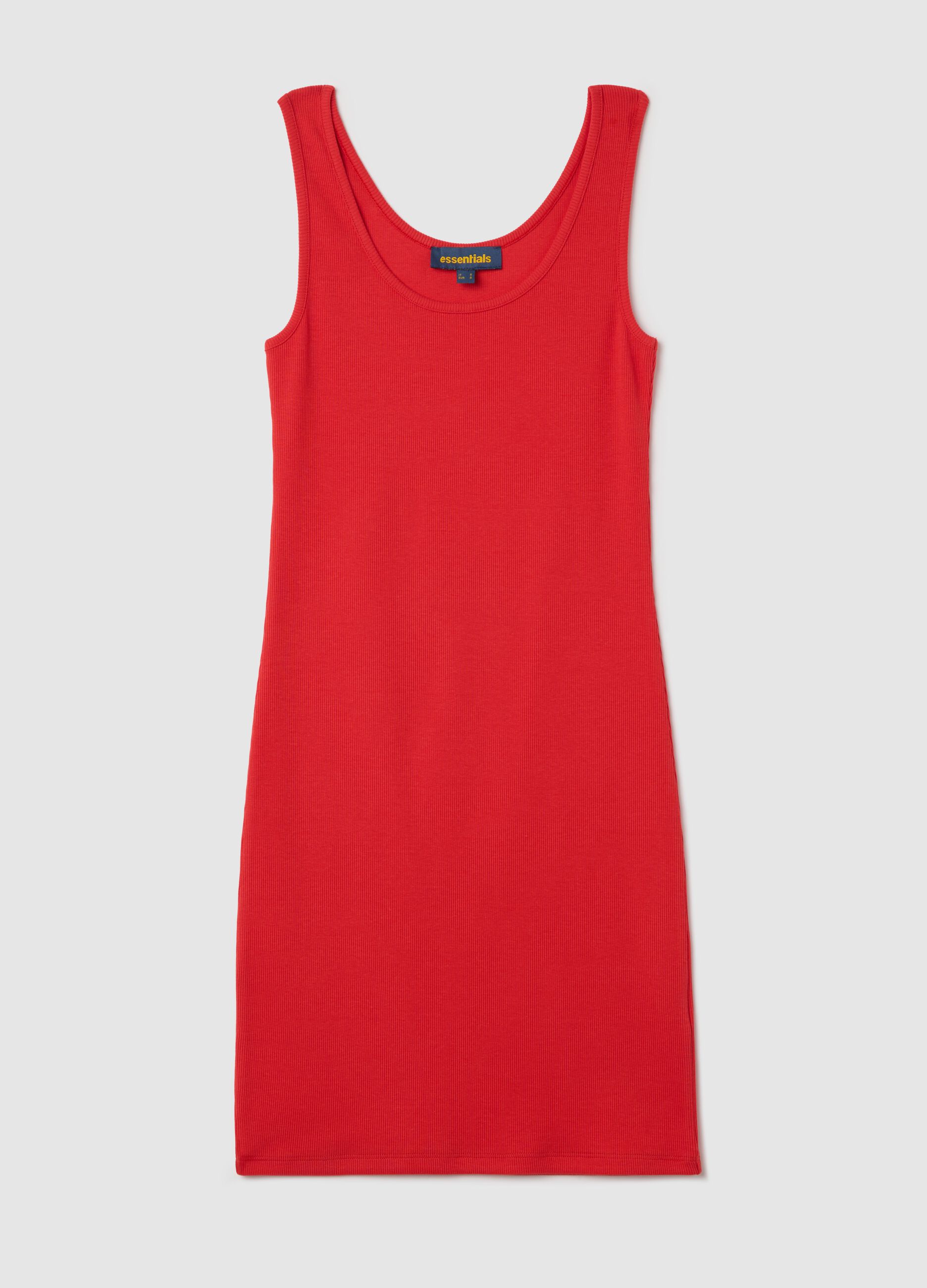 Abito tubino da donna in cotone elasticizzato rosso fitted