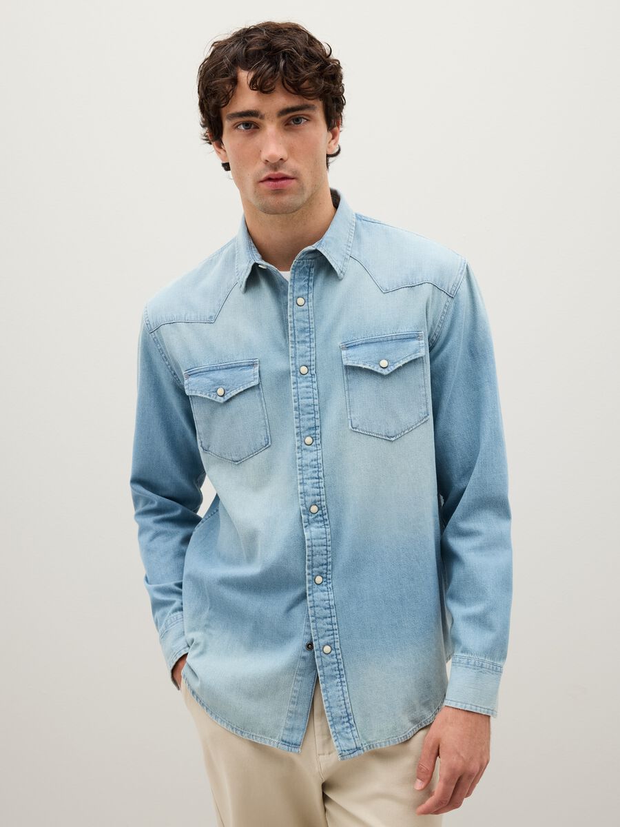 Sky Blue Pure Cotton Shirt Regular Fit_1