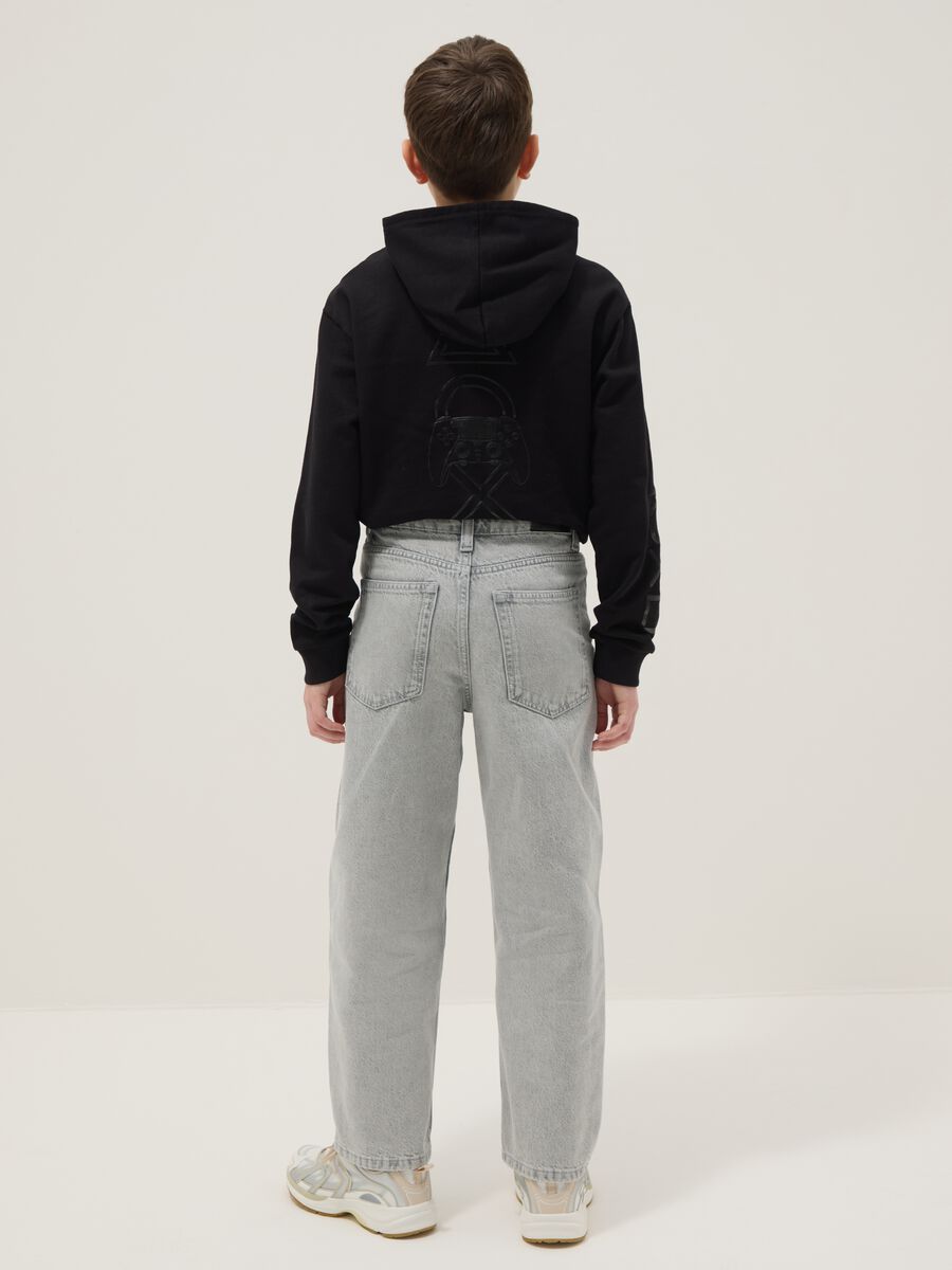 Jeans skater in puro cotone grigio da ragazzo_1