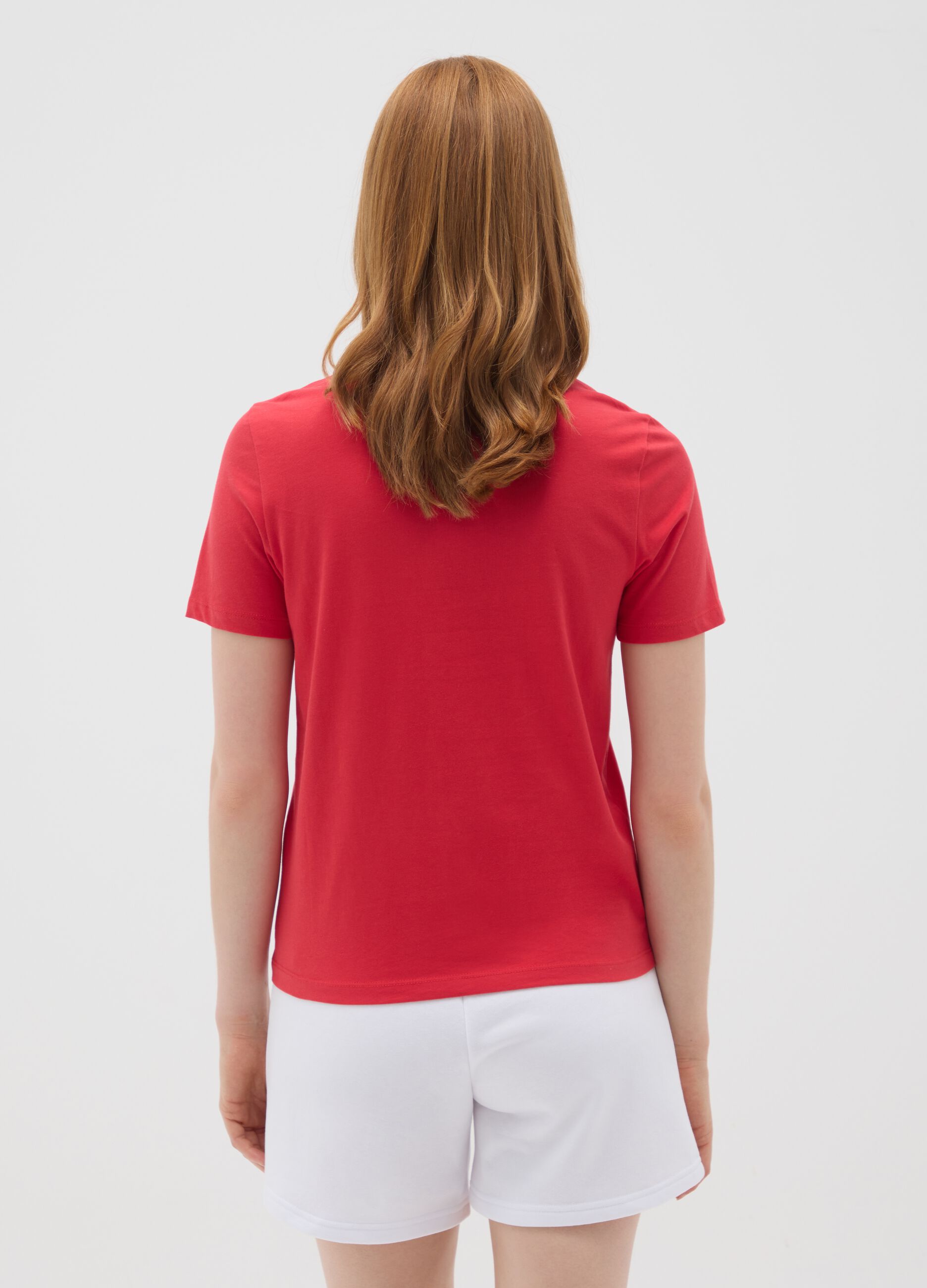 Women's Red Pure Cotton Regular Fit T-Shirt