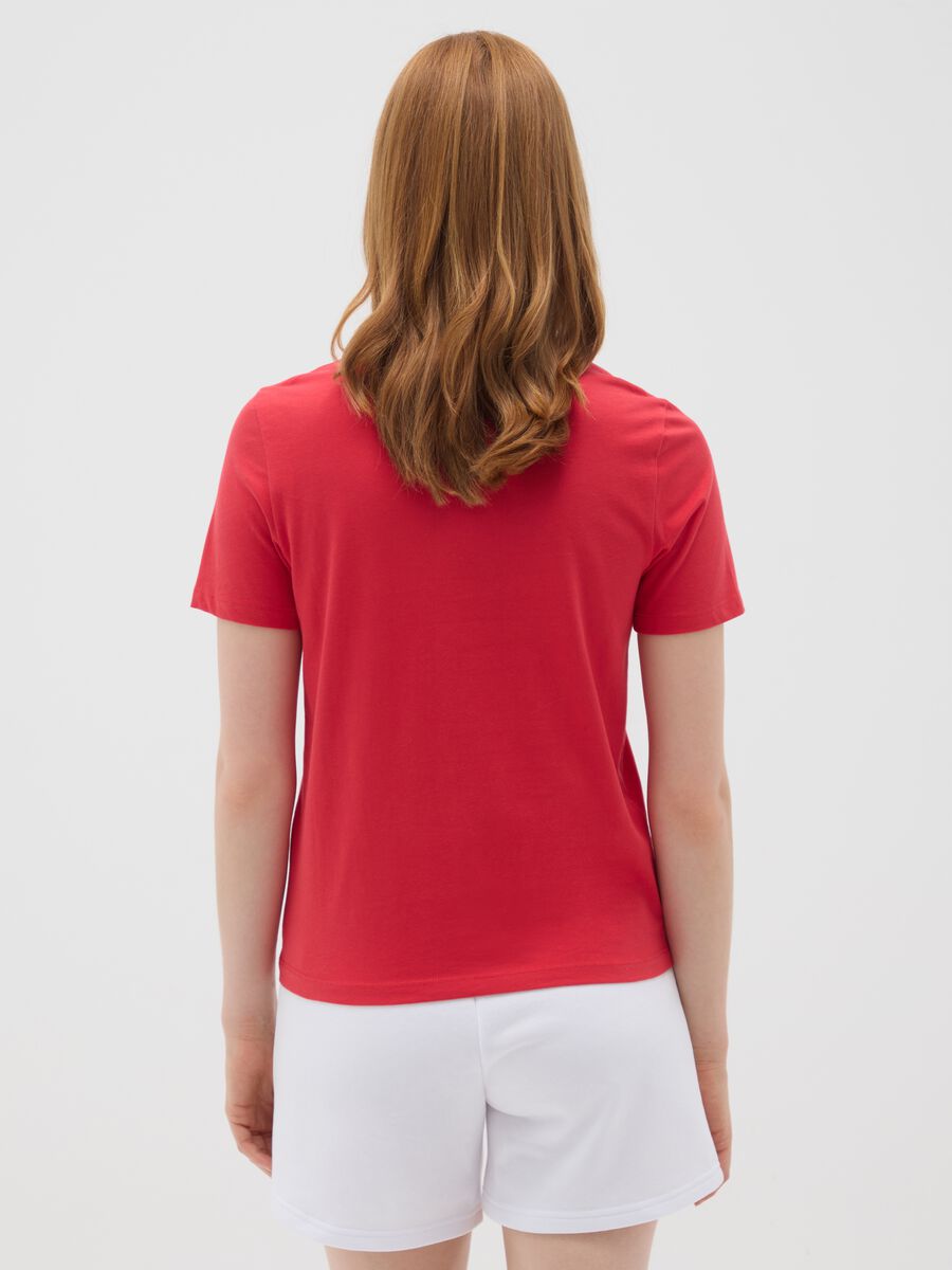 Women's Red Pure Cotton Regular Fit T-Shirt_2