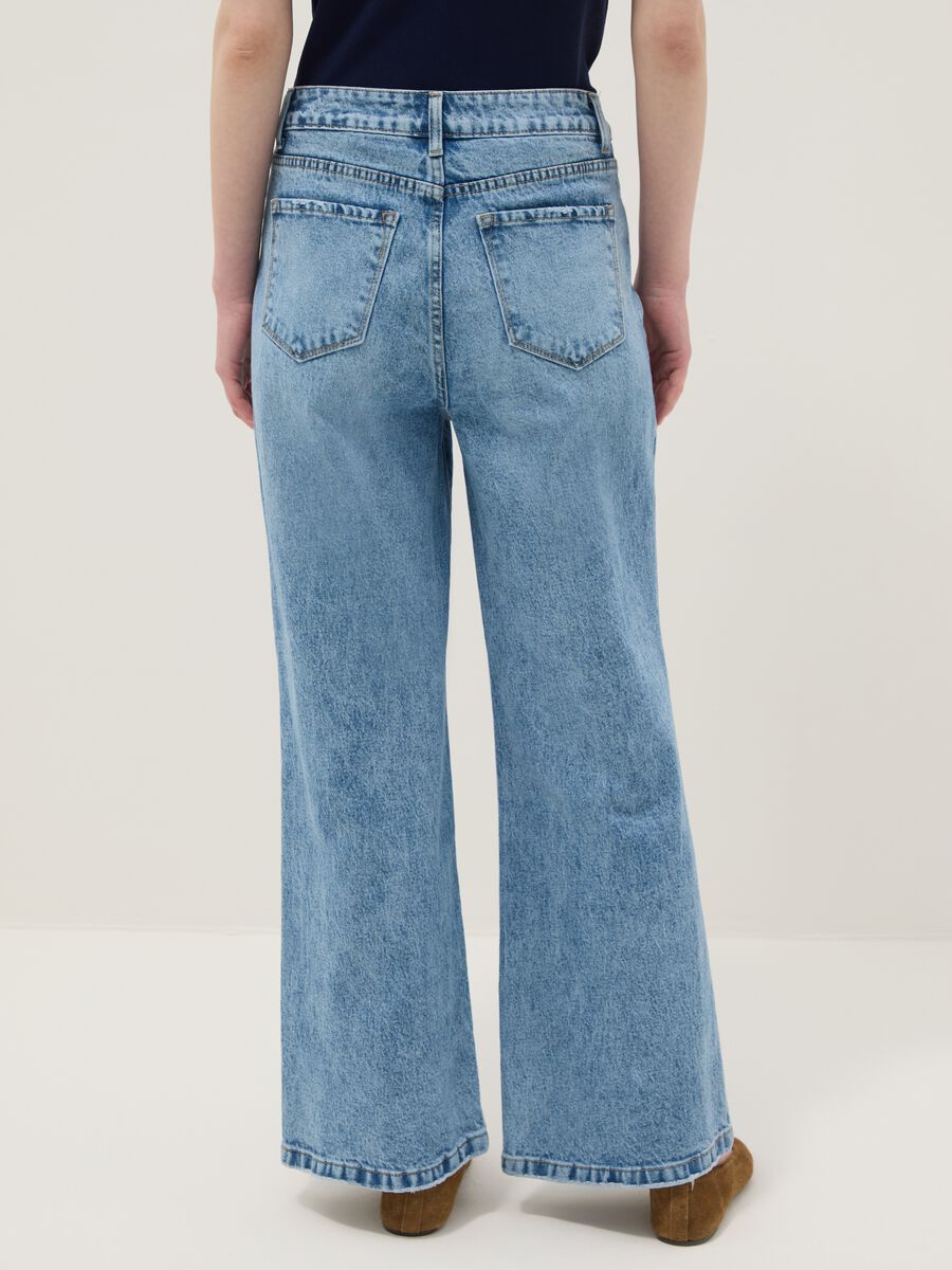 Regular fit blue denim cotton blend trousers_2