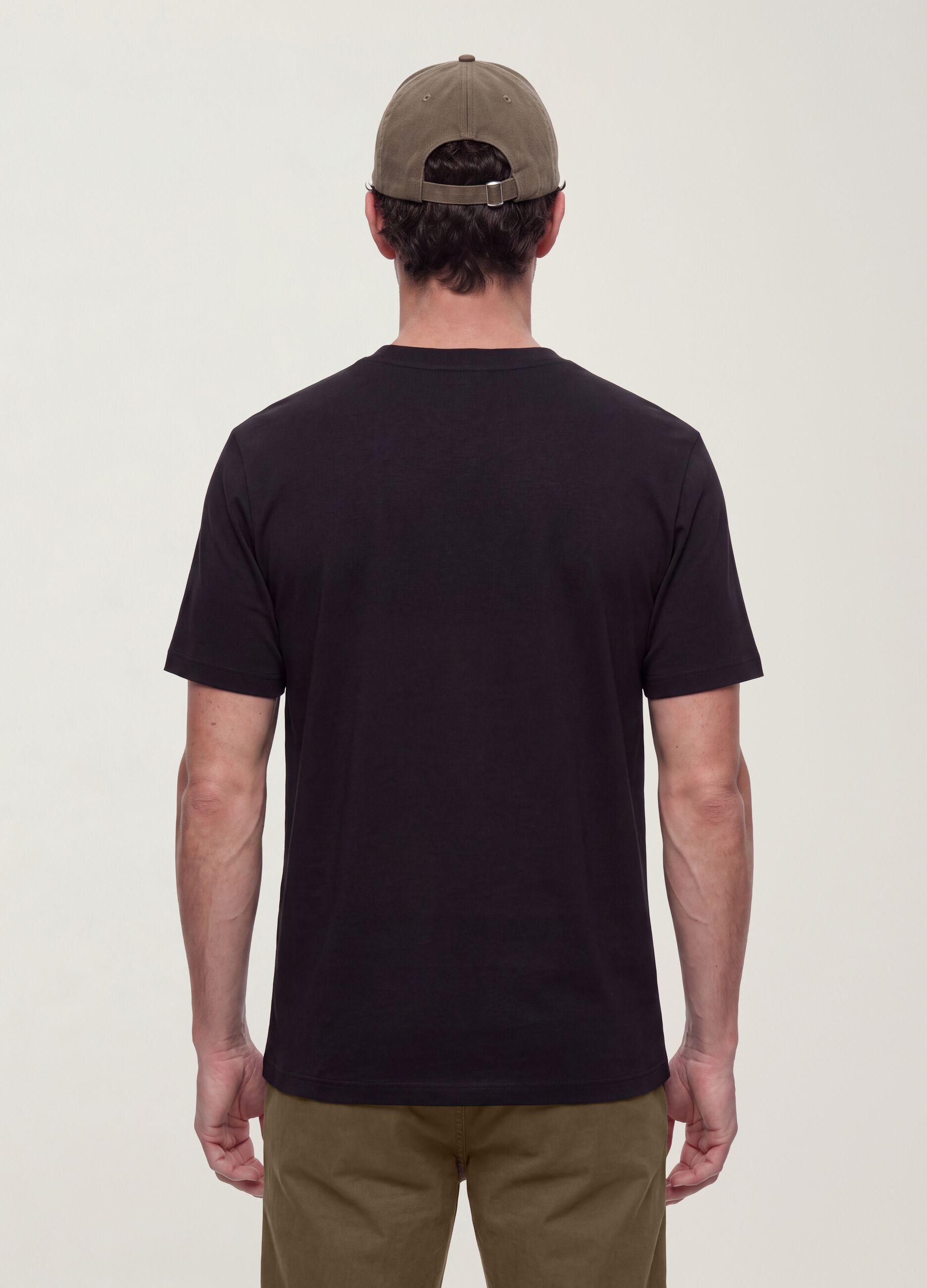 Men&rsquo;s black pure cotton regular-fit short-sleeve T-shirt