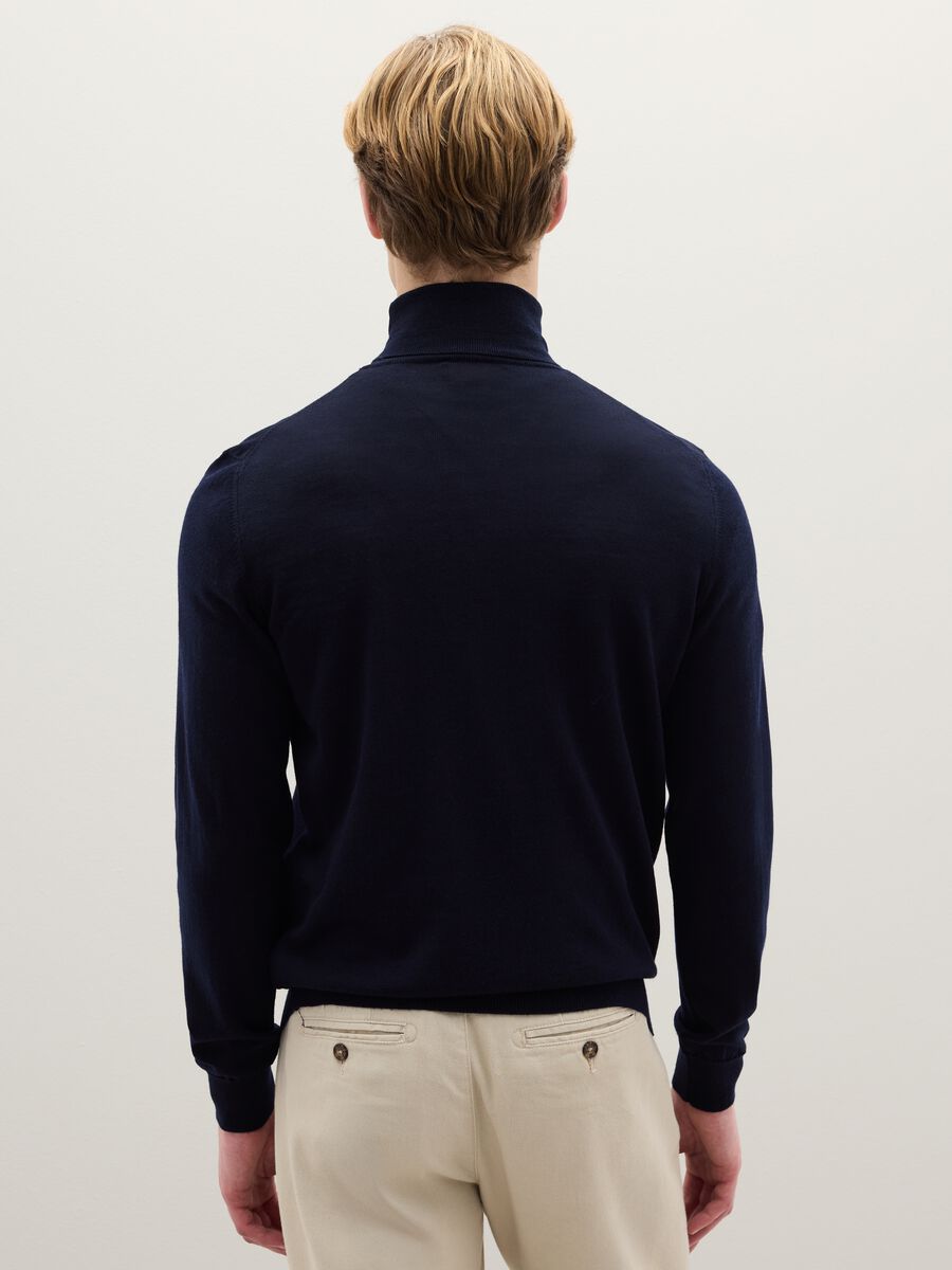 Blue high-neck sweater in pure merino wool regular fit_3