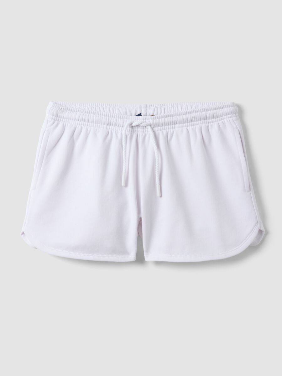 Shorts in misto cotone bianco regular fit con coulisse_4