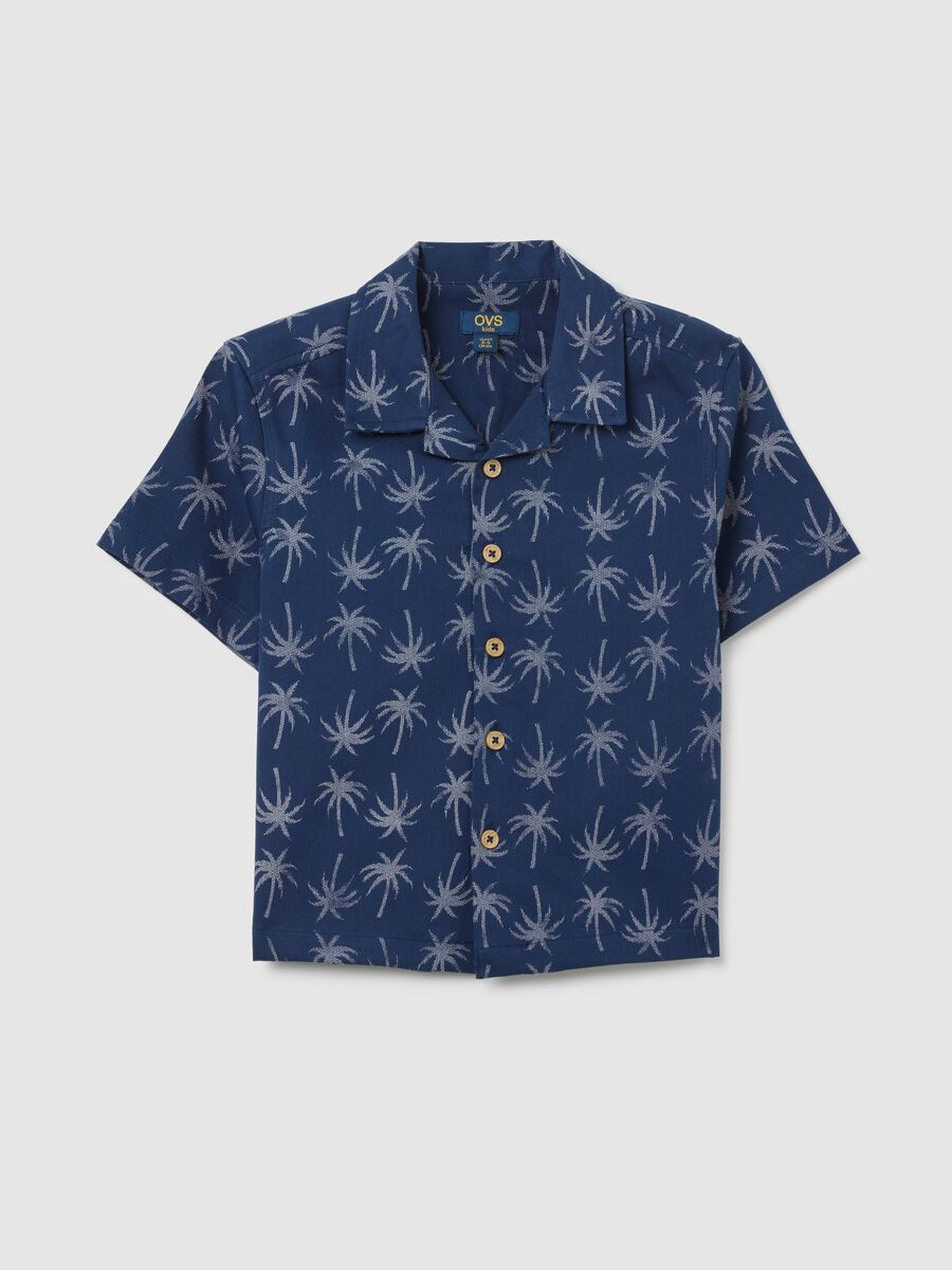 Boys' short-sleeved shirt in pure multicolour cotton regular fit_0
