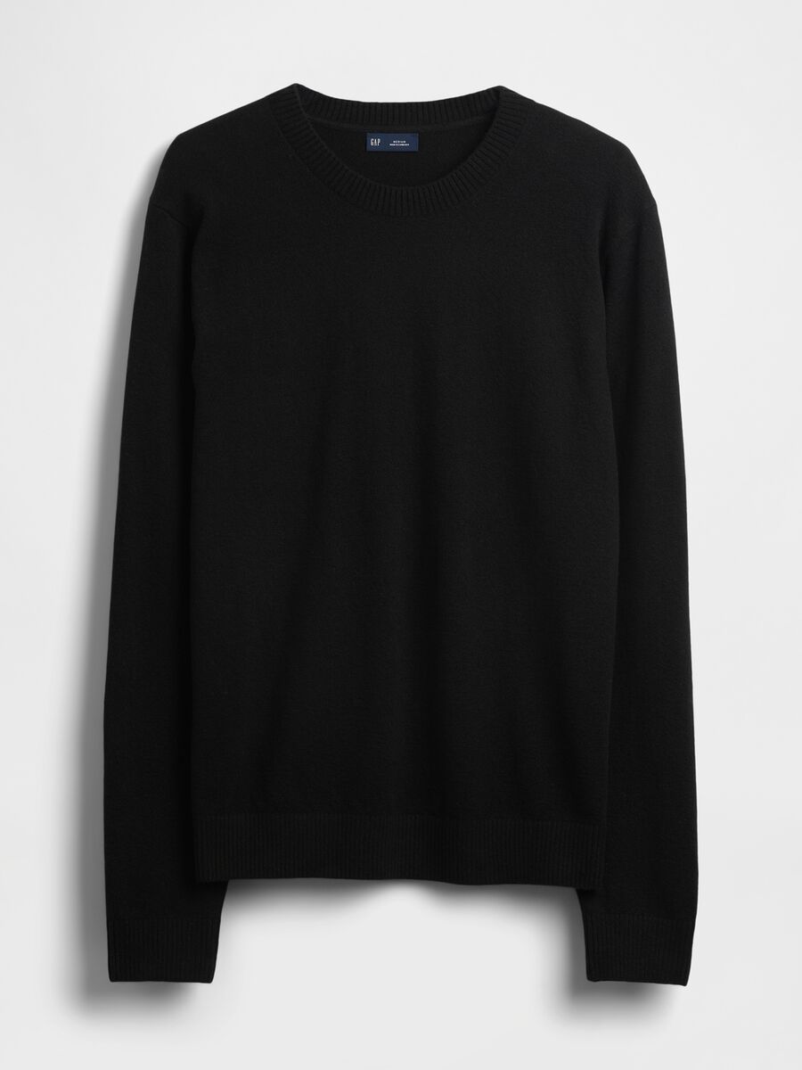 Maglione girocollo nero in misto cotone_3