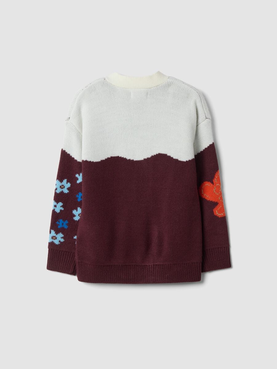 Multicolour knitted cardigan with deep V-neck_2